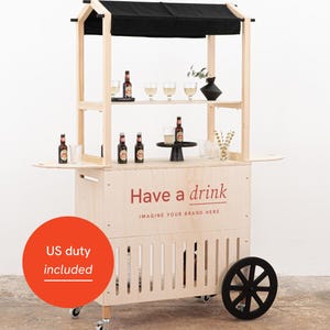 Portable Wooden Display Cart | Mobile Vendor Stand for Event & Retail | VC-11-W-NT