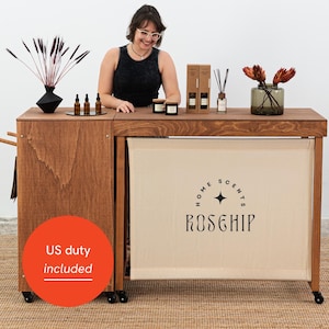 Set Vienna CF: Portable Counter & Table – Coffee Color Checkout Stand, Tasting Table, Event Display