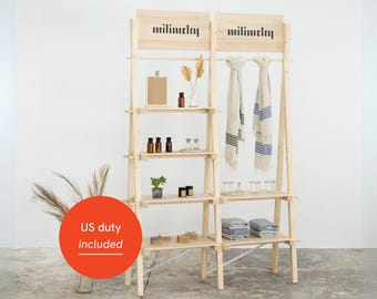 Présentoir VRS-01-NT avec tringle à vêtements | présentoir pliable