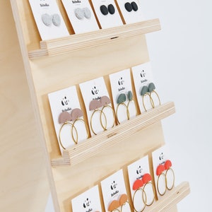 Wooden earring card holder shop and craft fair display image 2