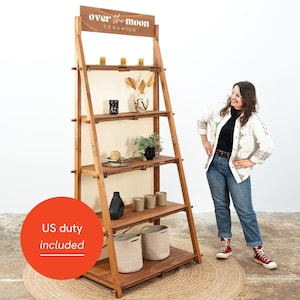 Portable lightweight shelving unit VS-05-CF to be placed against the wall, for shops and events
