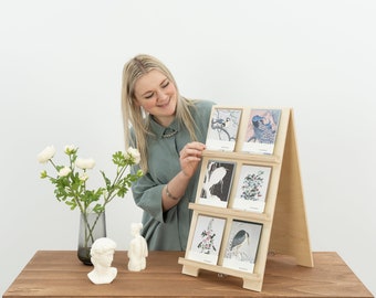 Wooden postcard holder VAB-02-B-NT | shop and craft fair display