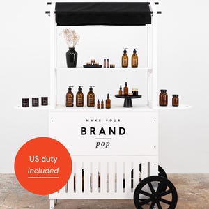 Display cart VC-11-W-WT | collapsible portable vendor display with storage