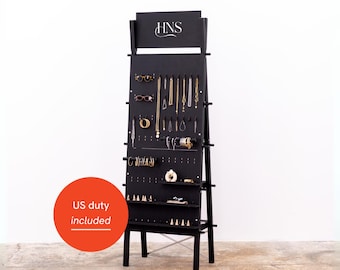 Black A-Frame Pegboard Display | Collapsible Jewelry & Retail Stand