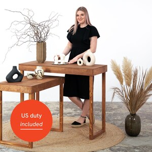 Coffee Nesting Display Tables, Spruce Wood, Set of 2