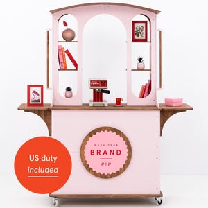 Wagon Bar with Side Tables | Mobile Display Cart for Events, Pop-Ups & Brand Activations | Custom Color