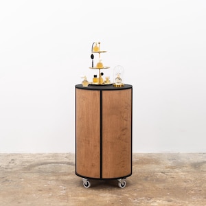 SAMPLE SALE | Collapsible Reception Counter | Round Host Stand Black & Coffee | VC-22-W-Ml No. 131