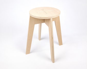 Modern plywood stool 45cm (17 3/4 ") high, great for craft fairs, studio, workshop, office