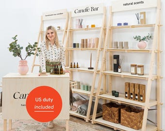 Plywood Vendor Booth Set: Lightweight Display Shelves & Counter | Set Budapest