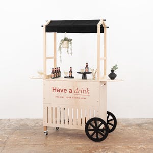Tragbarer Ausstellungswagen aus Holz | Mobiler Verkaufsstand für Event & Handel | VC-11-W-NT