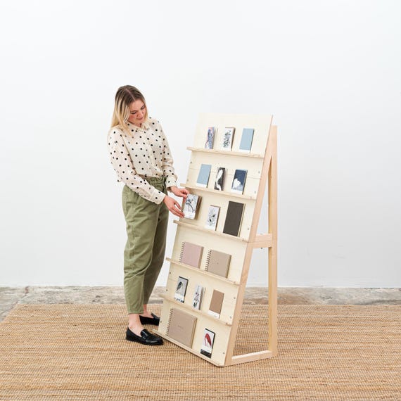Large Wooden Display Stand for Notebooks, Books, Planners, Cards 