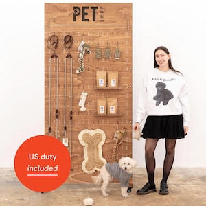 Display Pegboard VP-05-W-CF in coffee color for wall for cards, books, art & accessories, on wheels, collapsible for trade show use
