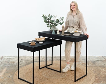 2 display tables SC-15-BL-BL, foldable nesting tables