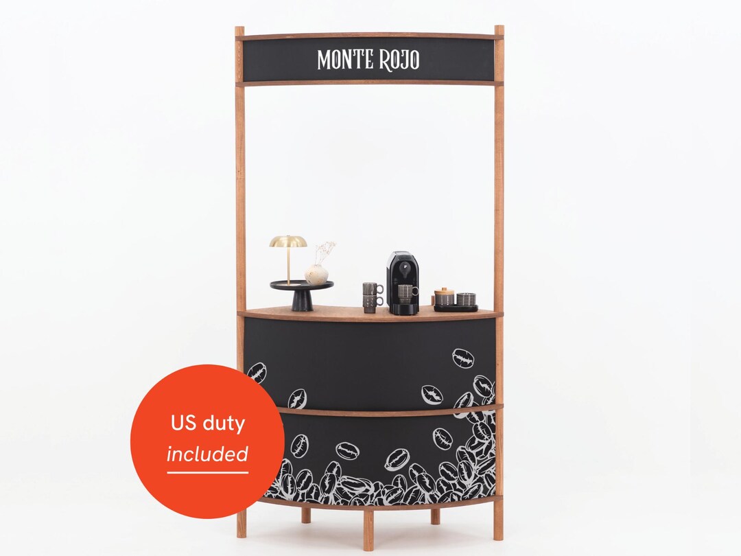 Curved Wooden Checkout Counter BC-07-CF | Coffee Finish Retail Stand ...