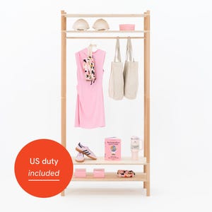 Collapsible Long-hang Garment Rack BR-01-NT for trade shows and retail spaces | natural color