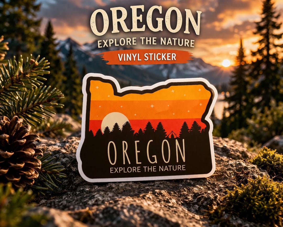 Oregon Sticker | Oregon Vinyl Decal | PNW Nature Sunset Sticker ...