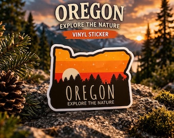 Oregon Sticker | Oregon Vinyl Decal | PNW Nature Sunset Sticker | Waterproof Laptop Water Bottle Sticker | Oregon Gift