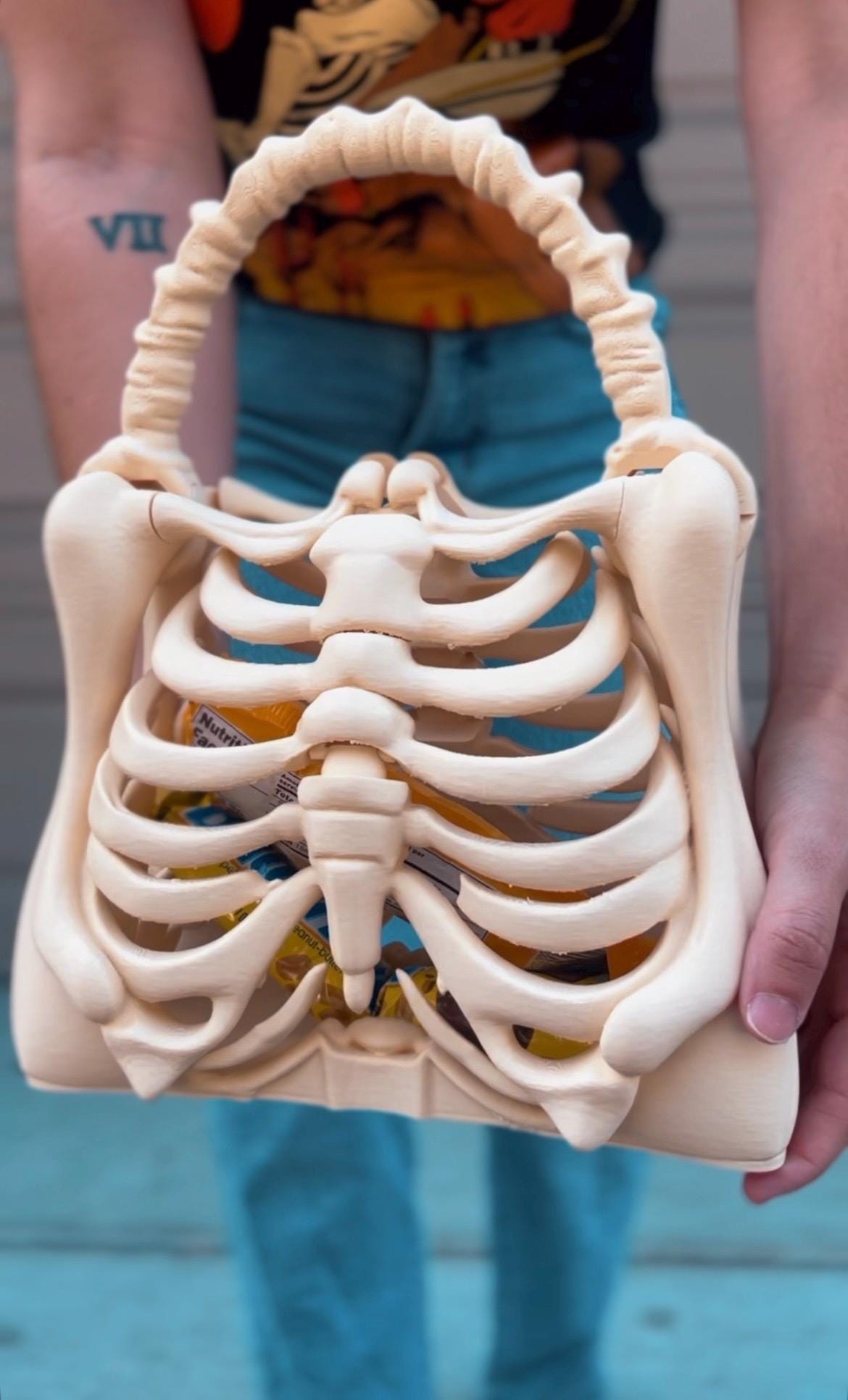 3D Printed Skeleton Bone Bag - Gothic - Halloween Bone Purse