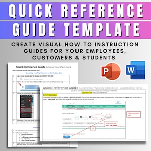 Quick Reference Guide Templates - Visual How-To Instructions for Employees, Customers, Learners - Multiple Layouts