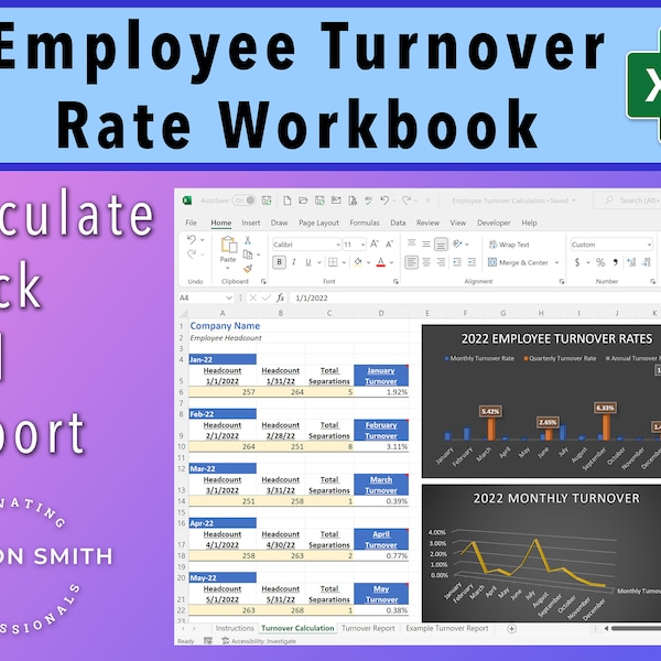 Employee Turnover Rate Template Excel Workbook, Employee Turnover Report