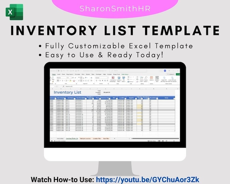 Inventory List Template in Excel - Manage & Track Inventory - Inventory ...