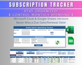 Monthly Subscription Tracker Template | Excel & Google Sheets | Track Your Spending | Manage Subscriptions | Never Miss a Due Date