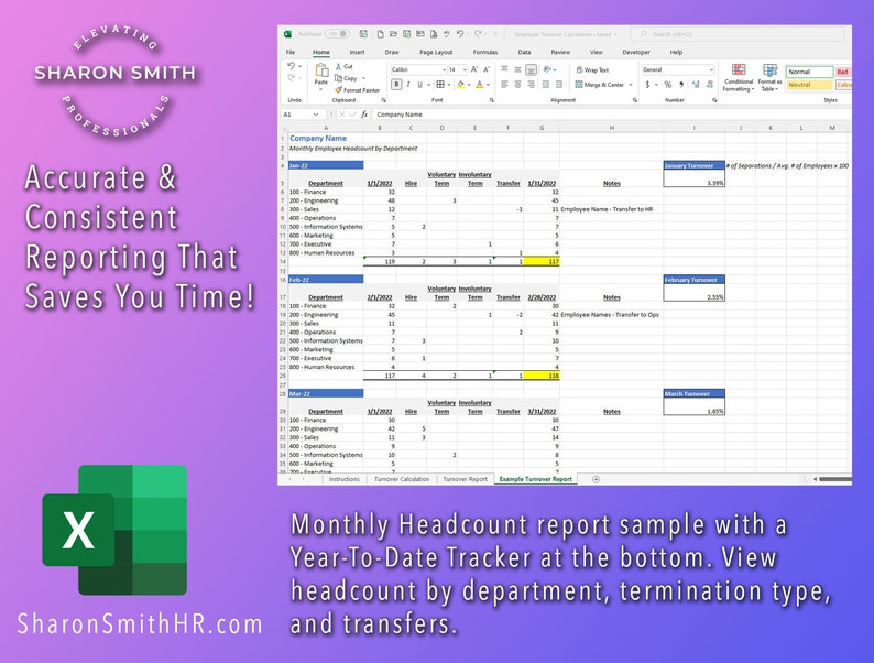 Employee Turnover Rate Template Excel Workbook, Employee Turnover ...