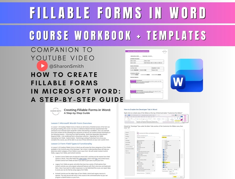 Microsoft Word Fillable Forms Course Workbook + Templates | Step-by ...