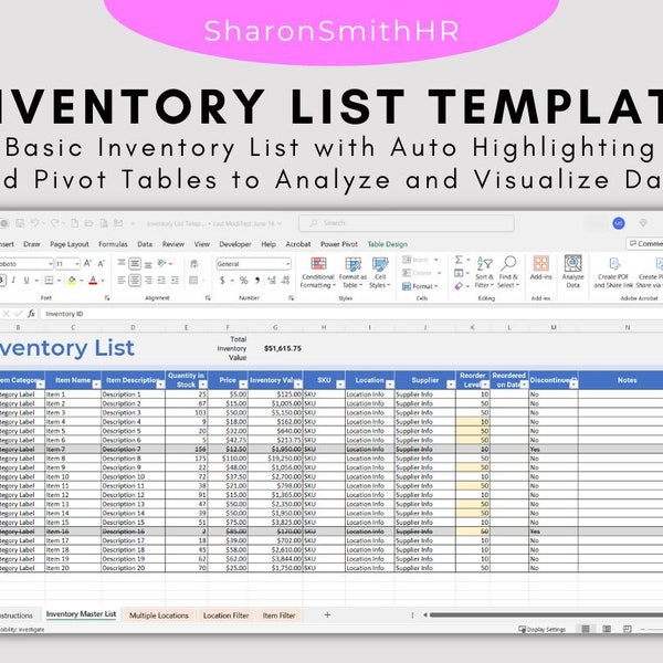 Inventory List Template in Excel - Manage & Track Inventory Easily