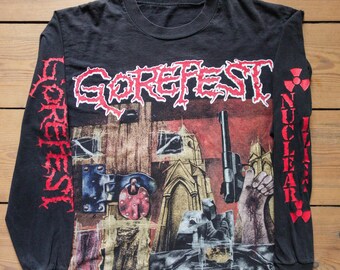 Rare G0REFEST - 1993 'False Album' - German Tour Shirt - No Tag - Size L/XL - Metal - Single Stitch, Nuclear Blast, Black Sabbath, Slipknot