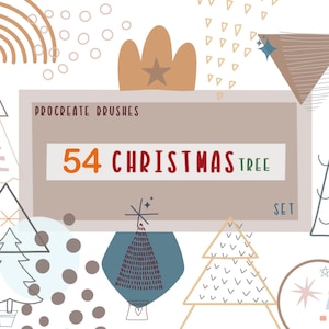 54 Christmas Tree Set-Procreate Brush stamp ChristmasBrushStamp-Brush-Brushes-Boho-Doodle-Abstract-Pattern-Geometric-StampBrush-Stamps