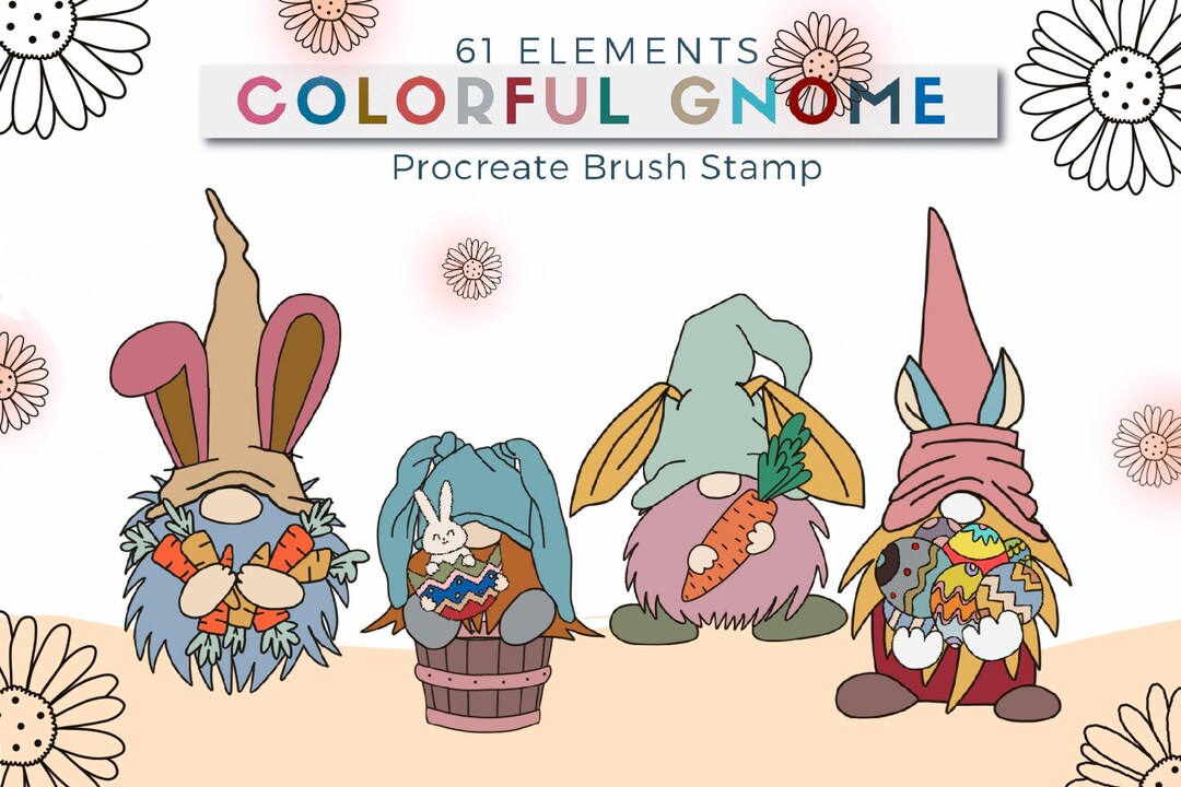 Procreate Brush Stamp-colorful Gnome 61 Element Procreate Brush Stamp ...