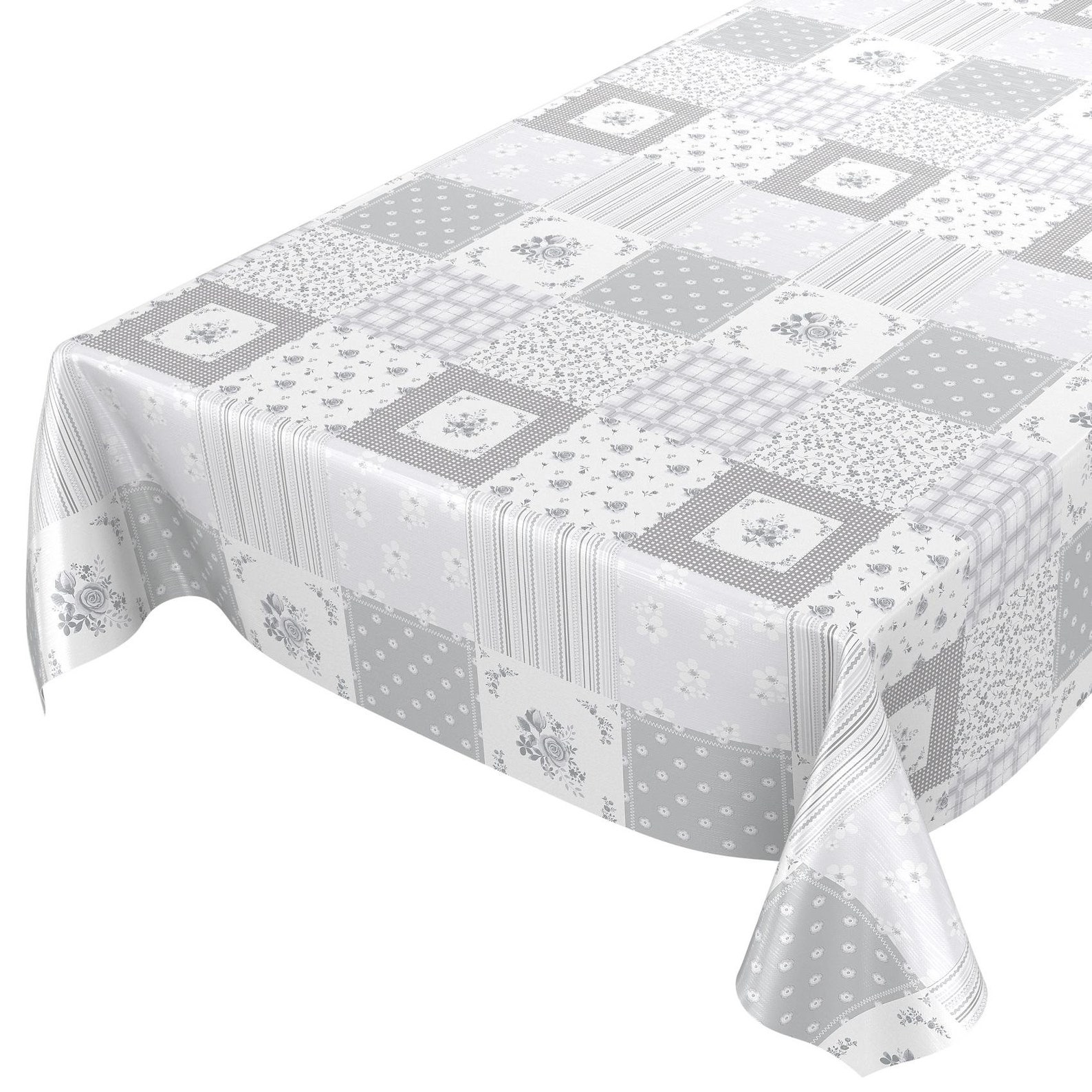 Waxcloth tablecloth plaid patchwork grey Etsy