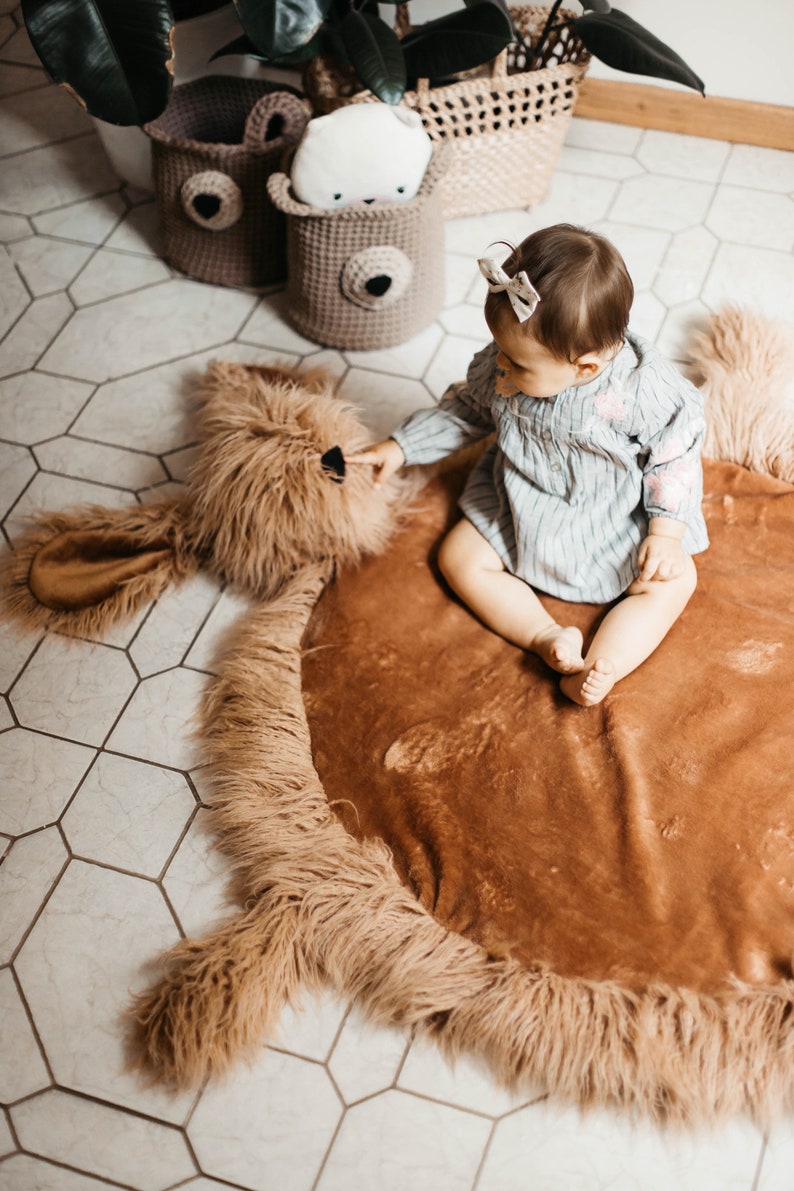 PLUSH Brown Rabbit RUG BUNNY nursery decor gift for baby Etsy