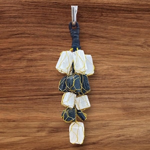 Black Tourmaline & Selenite Crystal Hanging Amulet: Home Protection
