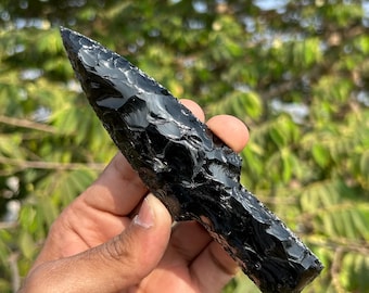 6" Black Obsidian Athame: Handmade Crystal Healing Knife