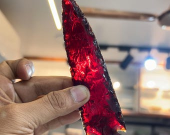 6” Large Red Obsidian Arrowhead, Obsidian Spearhead, Crystal Arrowhead, Gemstone Glass Arrowhead, Obsidian Arrowhead Point
