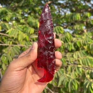 Red Obsidian Crystal Knife: Handmade Gemstone Blade, Healing Decor