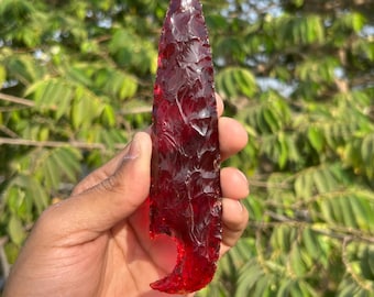 Red Obsidian Crystal Knife: Handmade Gemstone Blade, Healing Decor