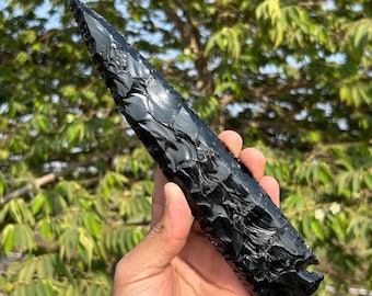 10" Black Obsidian Arrowhead: Healing Crystal Decor