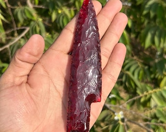 Hand Knapped Red Obsidian Athame: Energy Clearing Ritual Knife (6")