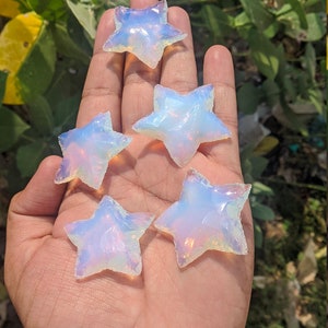 25 Pieces Opal Star Crystals | Bulk Opal Crescent Stars | Wholesale Bulk Crystals | Crescent Star Crystals | Wholesale Crystals