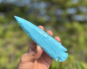 Turquoise Arrowhead, Gemstone Arrowhead Point,Handcrafted Crystal Spearhead, Crystal Flint Arrowhead, Unique Gift 6” Inch