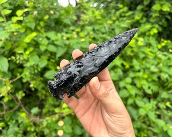 6" Black Obsidian Spearhead: Healing Crystal Arrowhead Gemstone