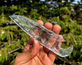 Clear Quartz Crystal Knife | Handmade Gemstone Blade | Reiki Healing Chakra Energy Tool