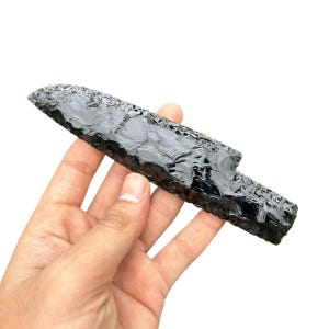 Hand Knapped Black Obsidian Knife: Ritual, Display, or Gift - 6&quot;