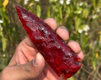 Red Obsidian Arrowhead - Handcrafted Glass Crystal Arrow Point - 4" Obsidian Arrowhead - Unique Arrowhead- Healing Crystal