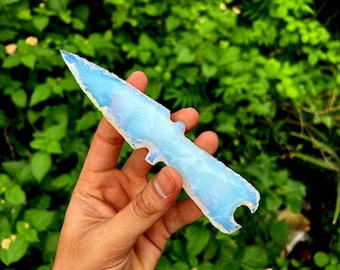 Opalite Arrowhead Spearhead | Handmade Crystal Stone | Healing Gemstone for Chakra Energy & Spiritual Decor