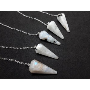 Set Of 5 Pieces Rainbow Moonstone Pendulums | Cone Pendulums | Crystal Pendulum | Faceted Cone Pendulum | Bulk Crystals | Wholesale Crystals