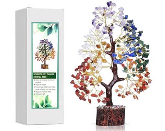 7 Chakra Baum des Lebens, Kristallbaum für Positive Energie - Meditation, Fang Shui Geld Bonsai Baum Heilung Edelstein Künstlicher Baum
